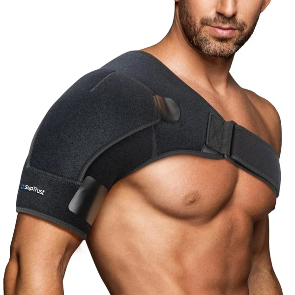 Suptrust Shoulder Brace Rotator Cuff Support Adjustable Pain Relief Black